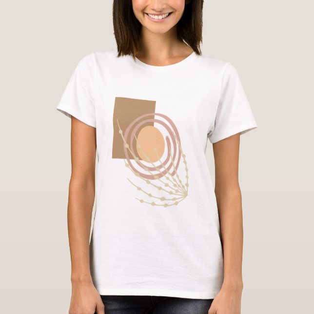 Trendy Boho Abstract Moon and Flower  T-Shirt (Front)