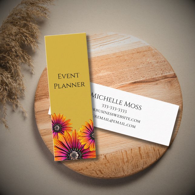 Trendy Boho Botanical Daisies Simple Gold Mini Business Card (Creator Uploaded)
