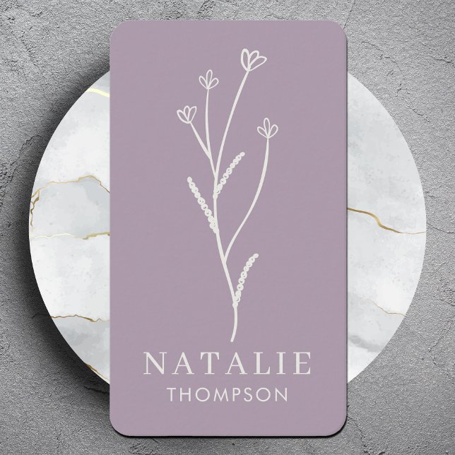 Trendy Boho Chic Minimalist Lilac Lavender Flower Business Card (Creator Uploaded)