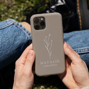 Trendy Boho Chic Minimalist Rustic Personalized iPhone 15 Case
