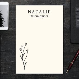 Trendy Boho Chic Rustic Black Flower Personalised Post-it Notes