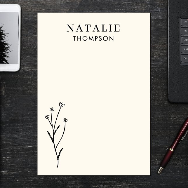 Trendy Boho Chic Rustic Black Flower Personalised Post-it Notes (Creator Uploaded)