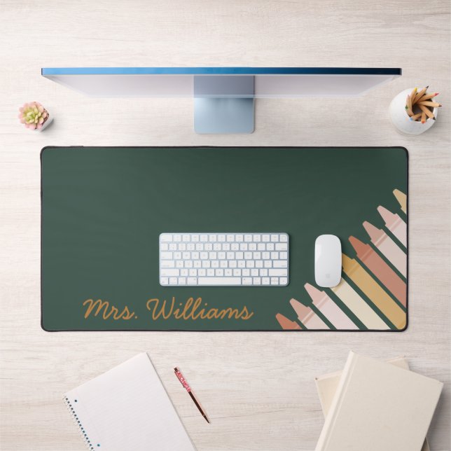 Trendy Boho Colours Crayon Teacher Desk Mat (Office 1)
