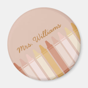 Trendy Boho Colours Crayon Teacher Name Magnet