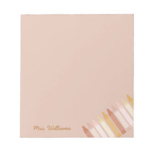 Trendy Boho Colours Crayon Teacher Name Notepad