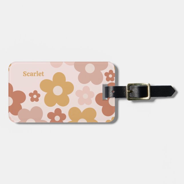 Trendy Boho Daisies Luggage Tag (Front Horizontal)
