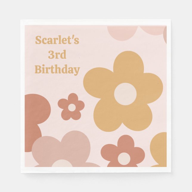 Trendy Boho Daisies Napkin (Front)