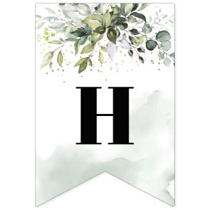 Trendy boho eucalyptus green 16th Birthday Party  Bunting