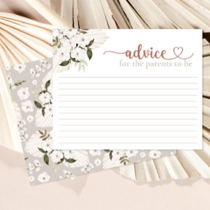 Trendy Boho Heart Script Baby Shower Advice Card