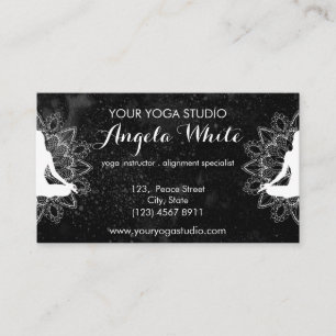 Trendy Boho Mandala Chic Celestial Black White Business Card