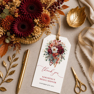 Trendy boho marsala autumn bridal shower favour ta gift tags