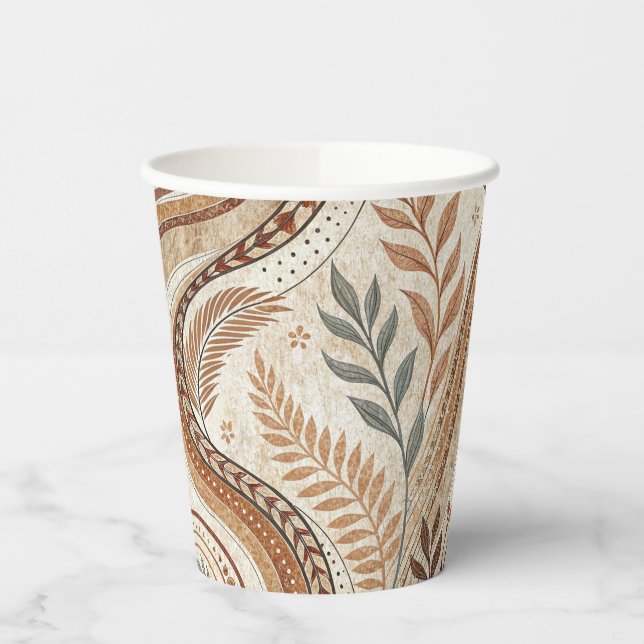 Trendy Boho Pattern Paper Cups (Left)