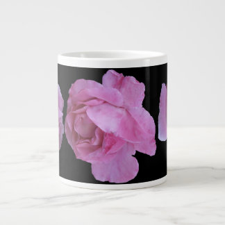 Trendy boho pink French rose black modern vintage  Large Coffee Mug