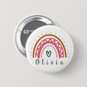 Trendy Boho Rainbow with a Personalised Name 6 Cm Round Badge