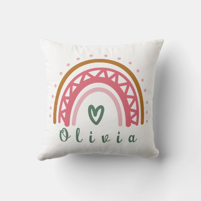 Trendy Boho Rainbow with a Personalised Name Cushion (Back)