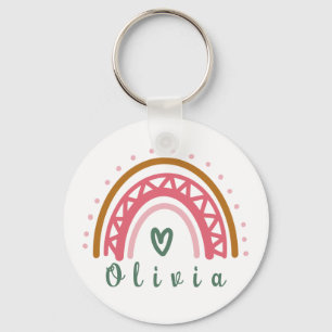 Trendy Boho Rainbow with a Personalised Name Key Ring