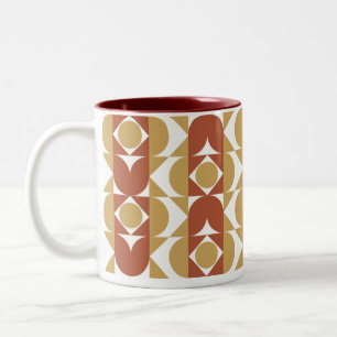 trendy boho style colourful geometric pattern Two-Tone coffee mug