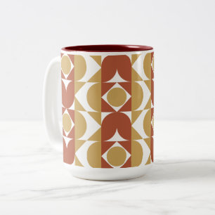 trendy boho style colourful geometric pattern Two-Tone coffee mug