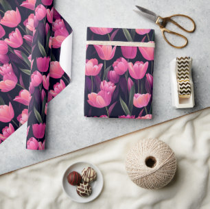 Trendy Boho Tulip Print Wrapping Paper