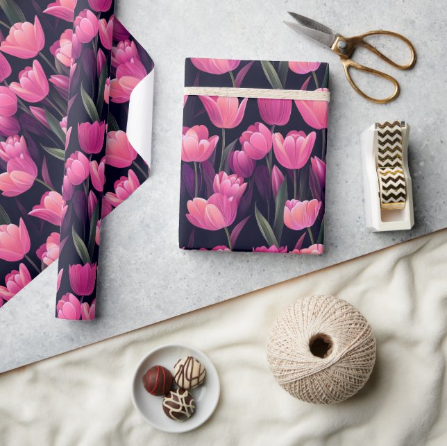 Trendy Boho Tulip Print Wrapping Paper (Crafts)