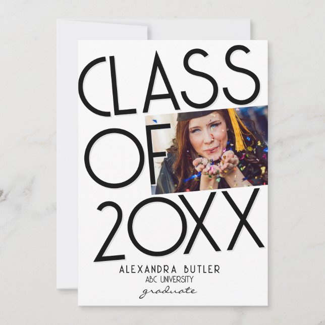 Trendy Bold Black Typography Photo 2023 Graduation Announcement (Front)