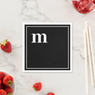 Trendy Bold Lower Case Monogram Black and White Napkin