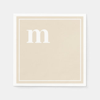 Trendy Bold Lower Case Monogram Champagne Beige Napkin