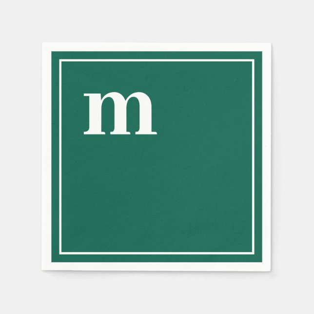 Trendy Bold Lower Case Monogram Emerald Green Napkin (Front)