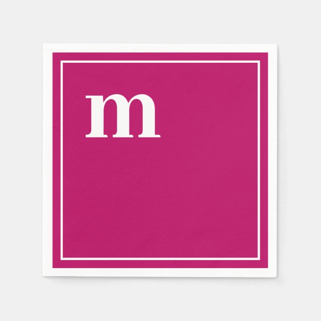 Trendy Bold Lower Case Monogram Magenta Napkin (Front)