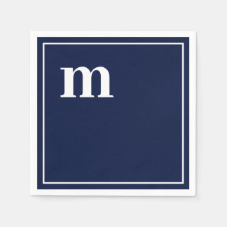 Trendy Bold Lower Case Monogram Navy Blue Napkins