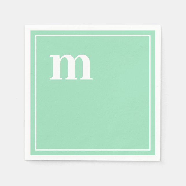 Trendy Bold Lower Case Monogram Seafoam Green  Napkin (Front)