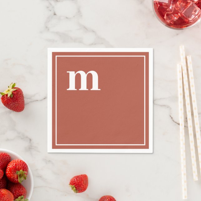 Trendy Bold Lower Case Monogram Terracotta Napkins (Insitu)