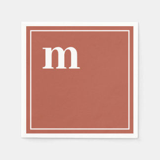 Trendy Bold Lower Case Monogram Terracotta Napkins