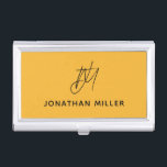Trendy Bold Mustard Yellow Monogram Business Card Holder<br><div class="desc">Keep your business cards organised and stylish with this trendy bold mustard yellow business card case. The design features a monogram in black, adding a personal touch to your professional look. This case is perfect for carrying in your bag or briefcase, and makes a great gift for colleagues and clients....</div>