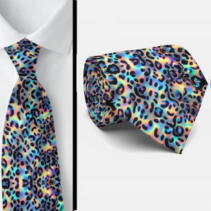 Trendy & Bold   Opal Leopard Print Neck Tie