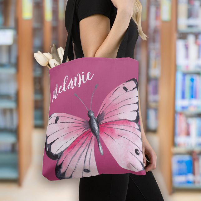 Trendy Bold Pink Butterfly Tote Bag (Creator Uploaded)