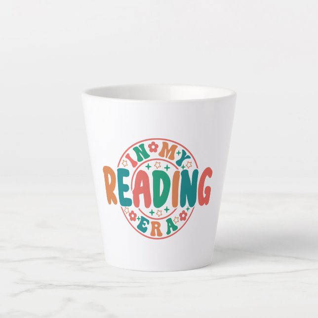 Trendy Book Lover "In My Reading Era" Sticker Latte Mug (Front)
