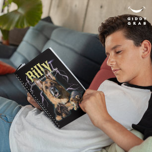 Trendy Bootleg Personalized Dog Photo 90s Notebook