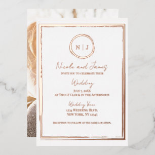 Trendy Border Rose Gold Modern Wedding Photo