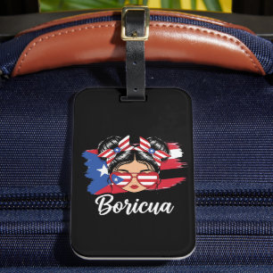 Trendy Boricua Girl Puerto Rico Flag Luggage Tag