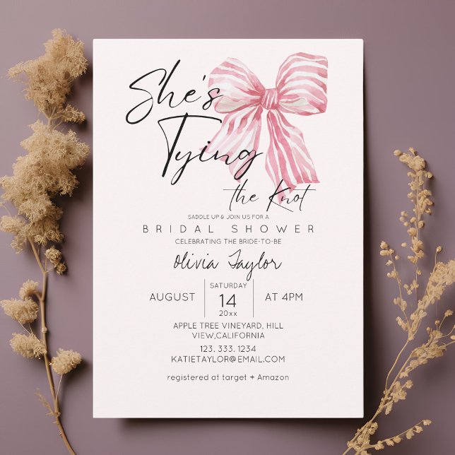 Trendy Bow She's Tying the Knot  Bridal Shower  Invitation (Creator Uploaded)