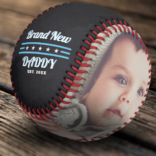 Trendy 'Brand New' Daddy 2 Photo Keepsake Baseball