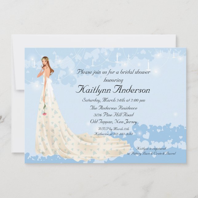 Trendy Bride Bridal Shower Blue Invitation (Front)