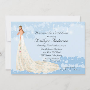Trendy Bride Bridal Shower Blue Invitation
