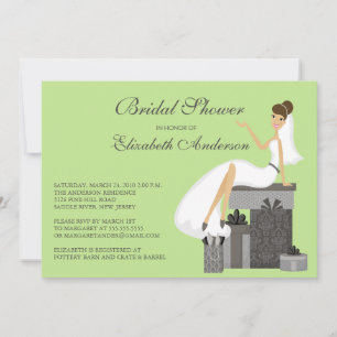 Trendy Bride Bridal Shower Invitation Green Grey