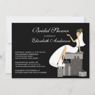 Trendy Bride Bridal Shower Invitation Peach Black