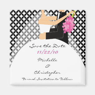 Trendy Bride & Groom Save The Date Magnet