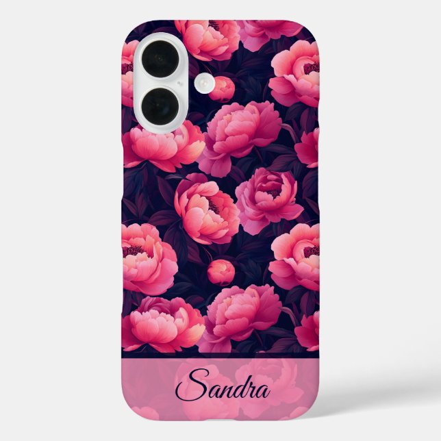 Trendy Bridesmaid Gift Peony Name Case-Mate iPhone Case (Back)