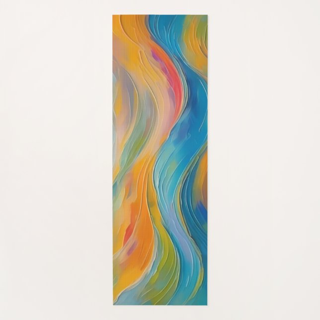 Trendy Bright Abstract Blue yellow Pattern   Yoga Mat (Front)
