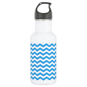 Trendy, bright blue chevron zigzag stripes. 532 ml water bottle